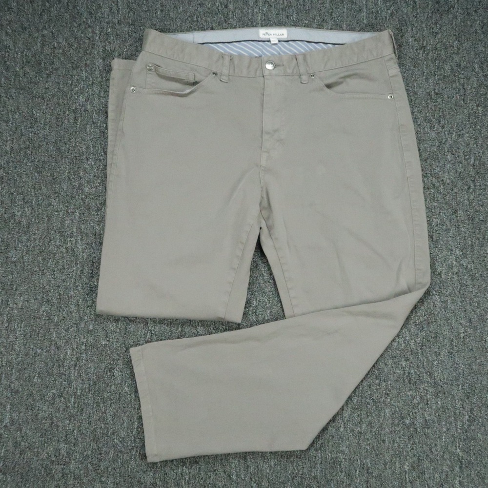Peter Millar Pants Mens 34x27 Gray Ultimate Sateen 5 Pocket Trouser Straight